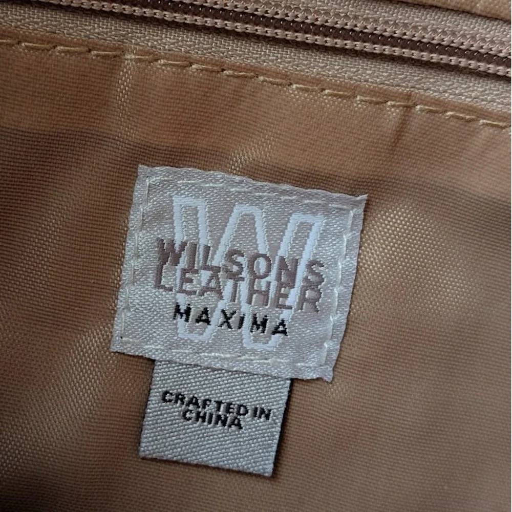 Wilsons Leather Maxima Tan Suede Soft Leather Purse Shoulder Bag Timeless Staple